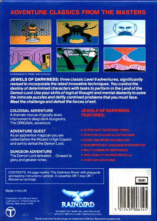 Jewels of Darkness Back of Box